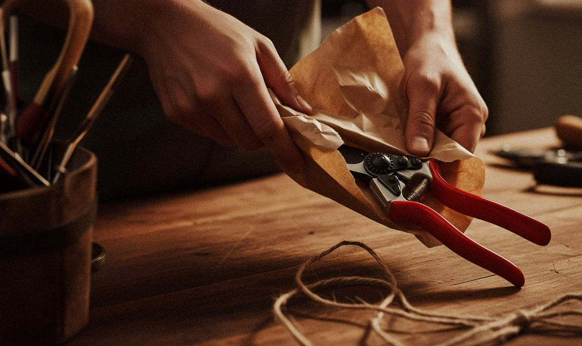 wrapping a gardening gift