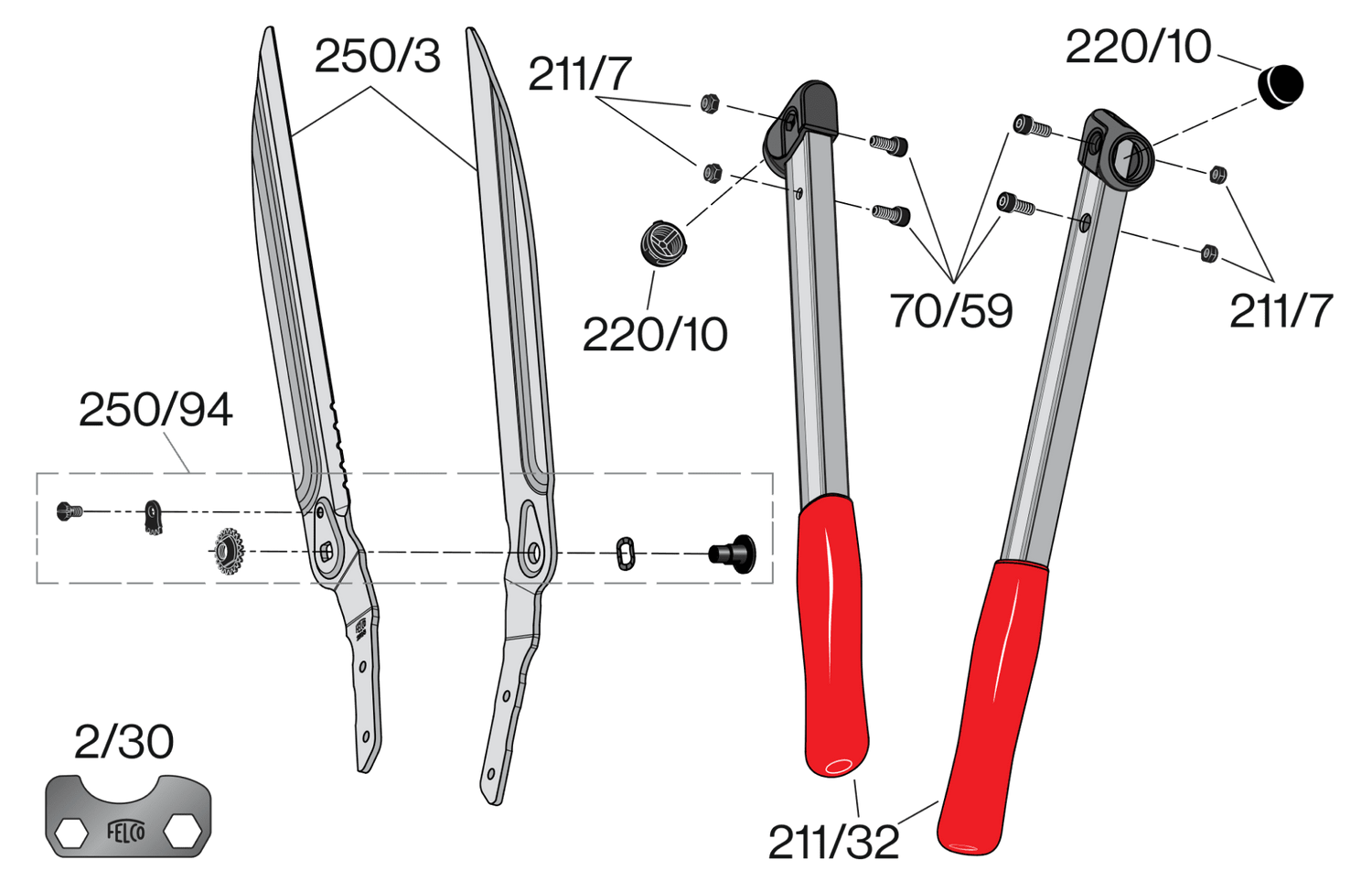 Spare parts for Felco 250-63